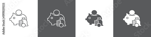Savings line glyph icon style in white and black background