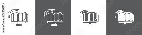 Course line glyph icon style in white and black background