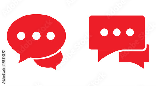 Chat message icon set, red chat bubbles, social media messages. Suitable for website design, logos, apps, templates, UI, and more. Vector illustration.