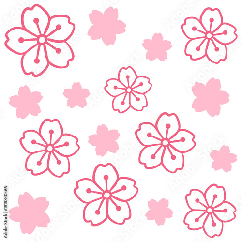 Pink Sakura Cherry Blossom Floral Frame Illustration