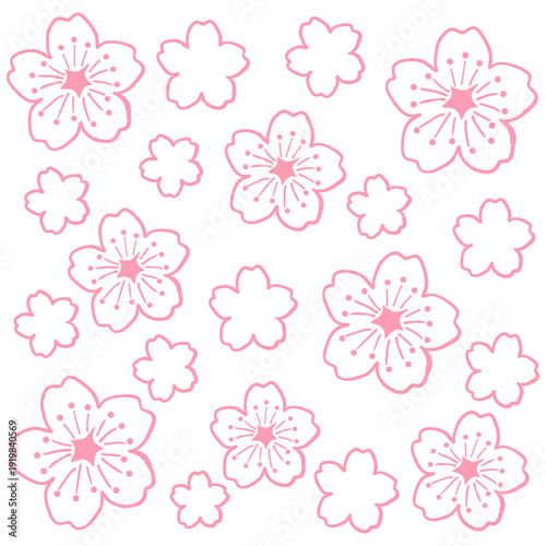 Pink Sakura Cherry Blossom Floral Frame Illustration