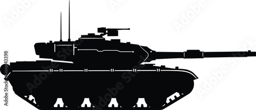Black silhouette of a navy ship with a prominent tower and hull silhouette
