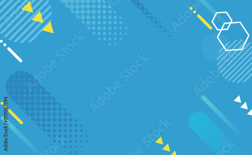 抽象的な夏の丸模様背景 水色と黄色背景イラスト