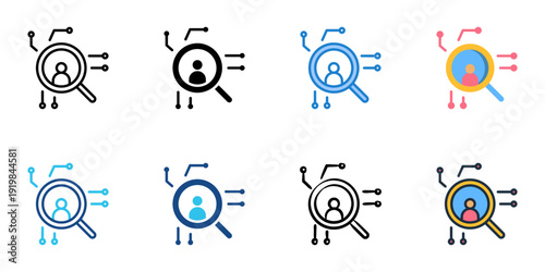 AI Customer Insights icons set multiple style collection. Editable stroke 
