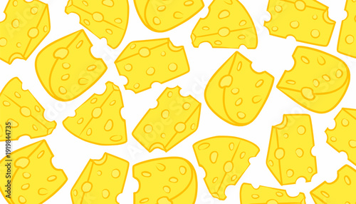 Cheese Pattern. Cheese seamless pattern. Hand Drawn Dairy Illustration. Minimal Line Art Style. Repeating Food Background. Packaging Textile Surface Use.