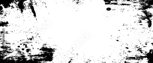 Black and White Grunge Texture Frame with Paint Splatter and Brush Strokes