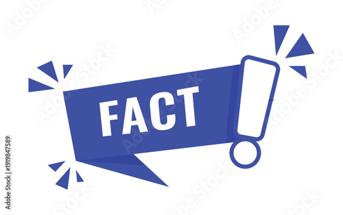 Blue fact icon flat design for educational information verification and true data knowledge sign