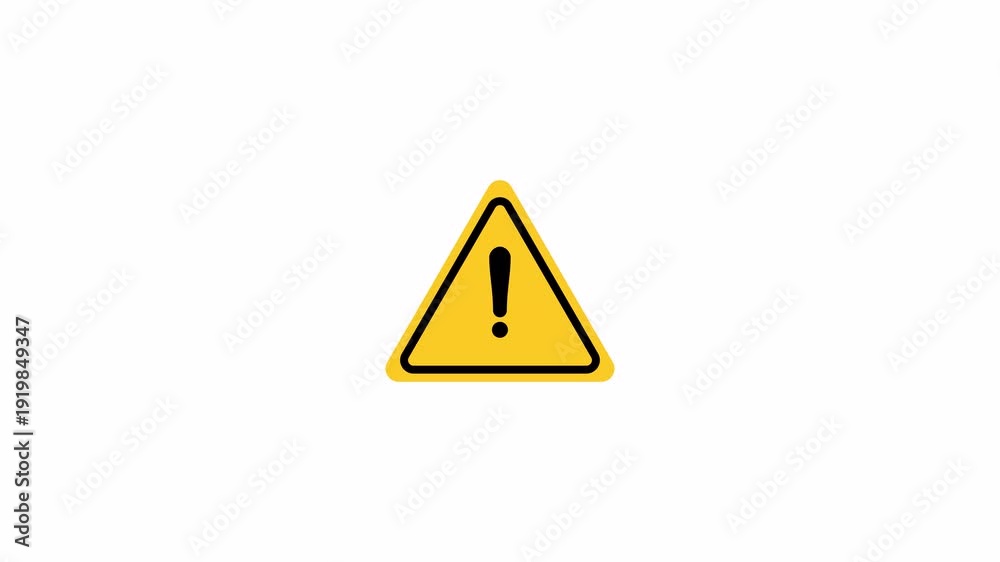 Warning Triangle Animation Yellow Warning Triangle Sign Animation with Exclamation Mark Safety ...