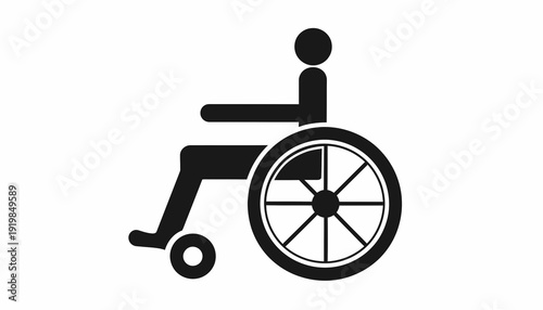 Simple black icon of a person in a wheelchair.