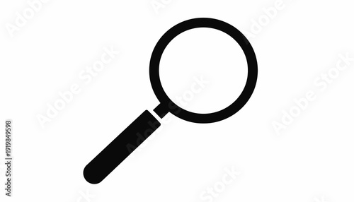Simple black magnifying glass icon on white background.