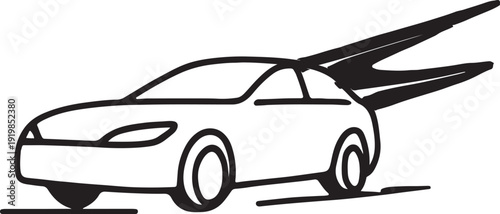 Night driving car silhouette with glowing light trails, futuristic speed motion effect, cinematic city night scene, dynamic automotive outline, modern vector illustration.