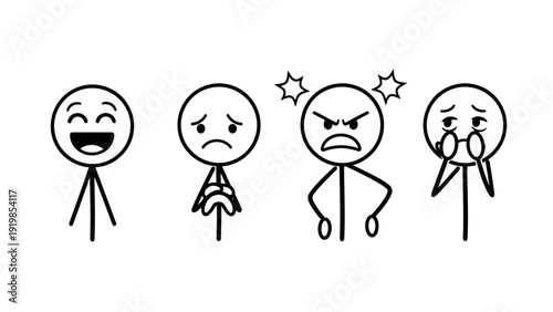 Emotions of Stick Figures Facial Expressions.