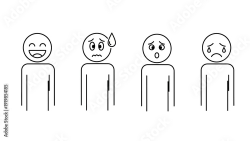Four Simple Drawings of Human Emotions.
