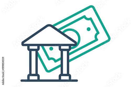 Direct deposit icon. Line icon style. Icon related to bank. Finance elements vector illustration. Transparent background