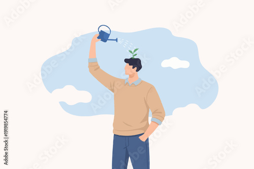 Person with growing plant