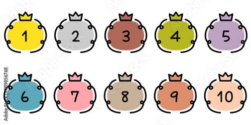 王冠と手描き風のかわいいランキング素材