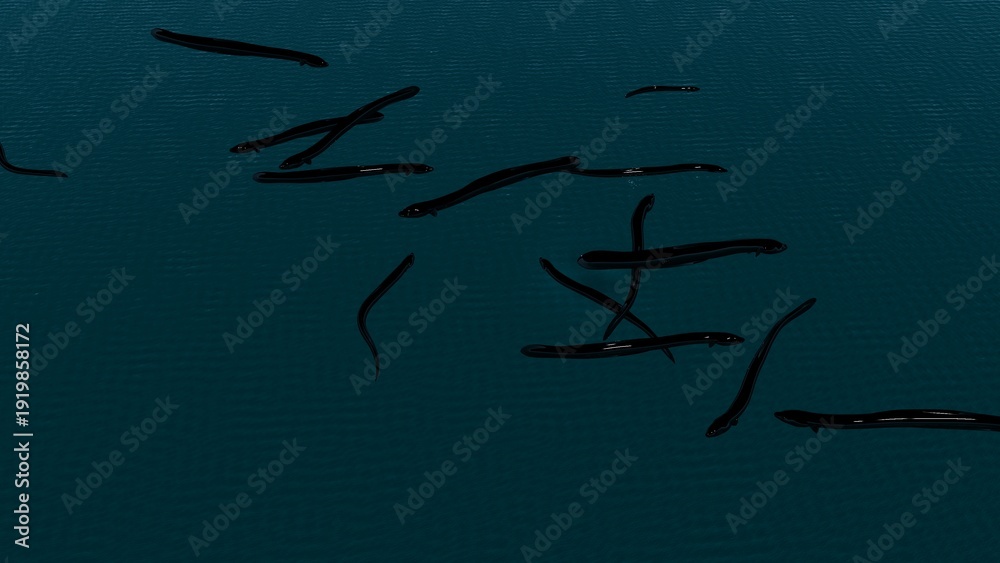 Obraz premium Anguilla eel fish anatomy with colorful background. 3d render