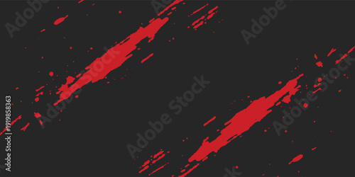 Abstract Red Grunge Paint Splatter Background. Modern Dark Artistic Vector Backdrop with Blood Splash Effects for Rock Music Posters, Extreme Sports Branding, and Horror Movie Graphics. Edgy Art.