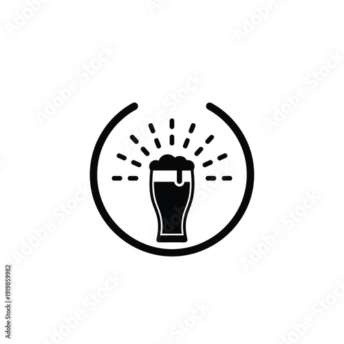 Black beer glass with sunburst symbol 1