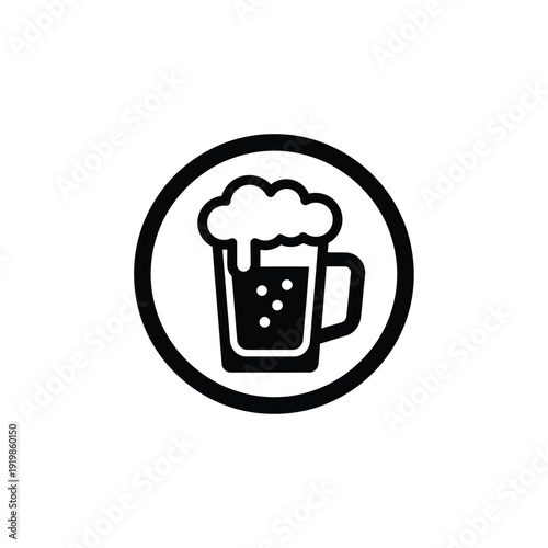 Black beer mug with foam white