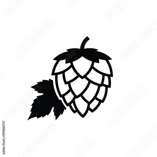 Black hop cone with leaf symbol