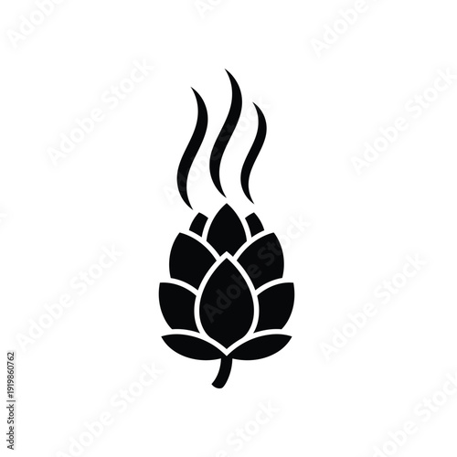 Black hop cone with steam symbol