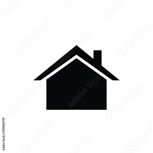 Black house with chimney roof simple