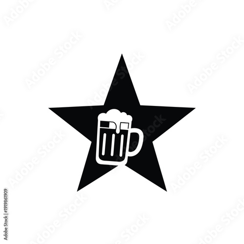 Black star with beer mug white