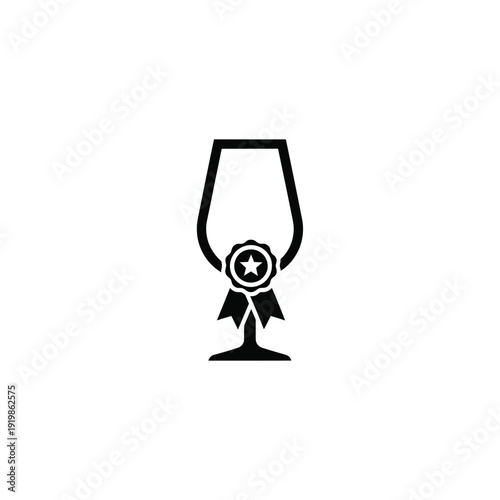 Black wine glass with star rosette ribbon