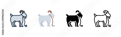 Goat Qurban Ritual Livestock Agriculture Outline Glyph Flat Filled Line