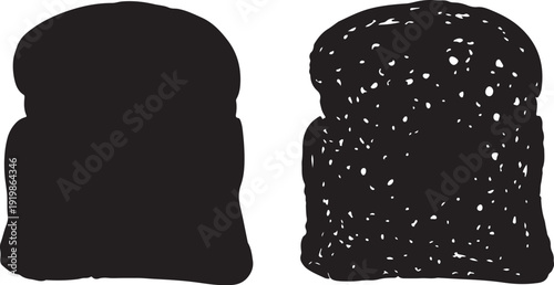 Bread Slice Silhouettes – Plain and Seeded Toast Vector Illustration
