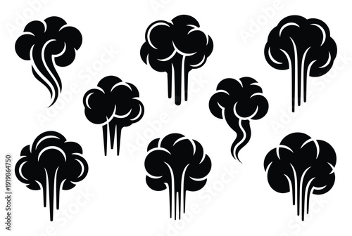 Collection of Black Smoke and Steam Cloud