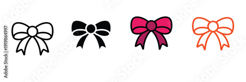 Decorative Pink Ribbon Bow Icon for Gifts, Celebration, and Fashion. Vector Illustration.