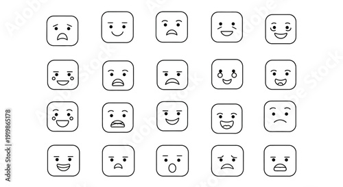 Collection of Various Emoticon Faces Expressions.