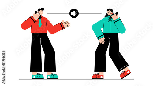 Two professionals having a long distance conversation via telephone communication