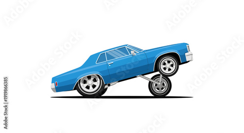 Lowrider Car Image, Vector Illustration, Custom Vehicle Design for Automotive Enthusiasts