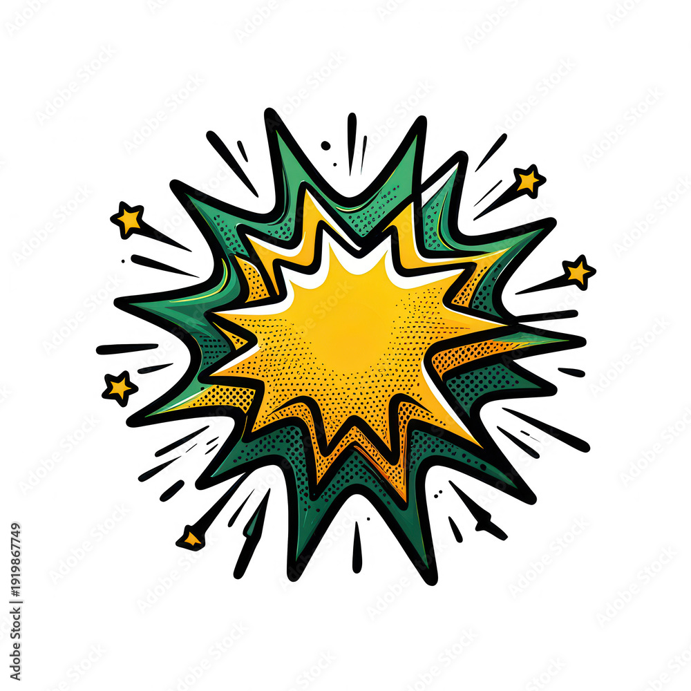 Fototapeta premium Vibrant Cartoon Explosion with Stars isolated on transparent background