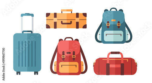 Luggage Vector Illustration, Travel Bag Flat Design, Vacation Concept, Tourism Graphic
