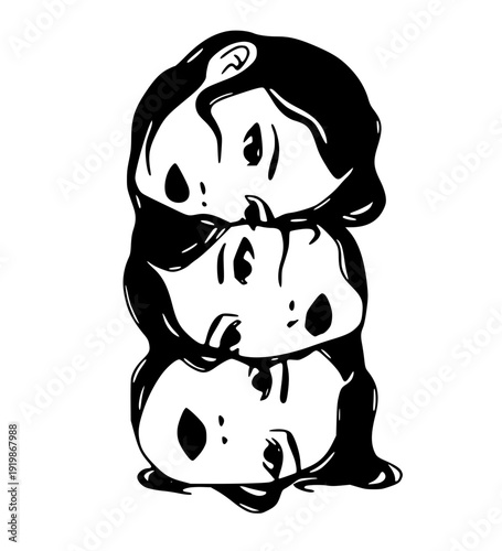 Spooky skull emerges from overflowing trash can in eerie scene