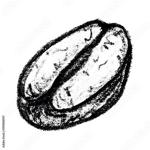 Hand drawn fresh roasted coffee bean Arabica robusta seed doodle Single element for print, web, design, decor