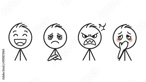 Emotions Illustrated by Simple Stick Figures.