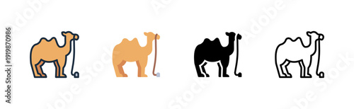 Camel Sacrificial Livestock Middle East Travel Outline Glyph Flat Filled Line