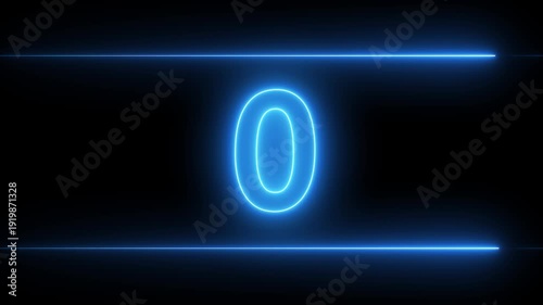 3 to 0 second modern digital countdown timer neon line light style on black background. Sci-Fi neon line frame 3 sec countdown loop. countdown timer 3 sec animation 4k video.