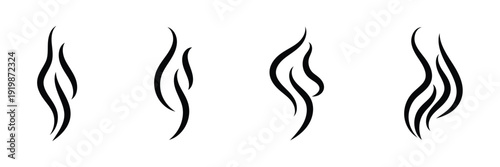 Smoke, steam, smog, smell symbols. Smoke vector icons. Fire steam or Line smoke doodle hand drawn set. smell waves from food or coffee and beverages sketch style. steam icon. Smell icons. 