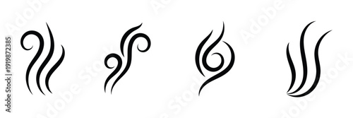 Smoke, steam, smog, smell symbols. Smoke vector icons. Fire steam or Line smoke doodle hand drawn set. smell waves from food or coffee and beverages sketch style. steam icon. Smell icons. 