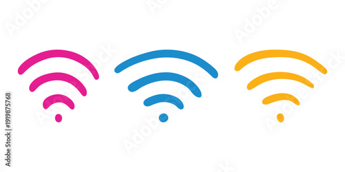 Set of hand drawn free wifi spot zone sign Public wi-fi area sign Wireless internet clipart in doodle style Single element for print, web, design, decor 3G, 4G, 5G, 6G, IoT