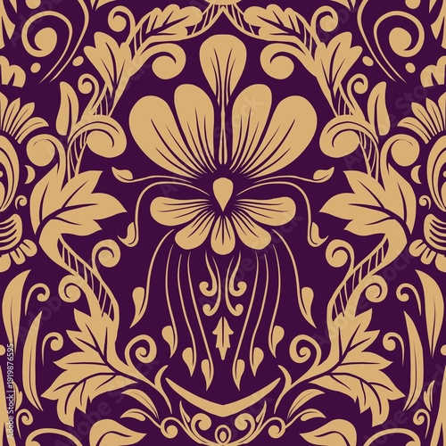 Damask Nature Pattern Background Illustration For Cover, Banner, Notes. Aesthetic Background. Damask Pattern Background. Seamless background.