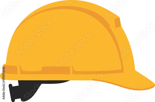 Yellow construction safety helmet illustration, protective hard hat equipment for workers, industrial safety gear concept, workplace protection symbol, engineering and building site vector graphic
