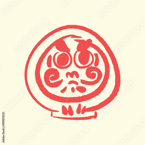 Illustration of an Handdrawn Japanese daruma doll