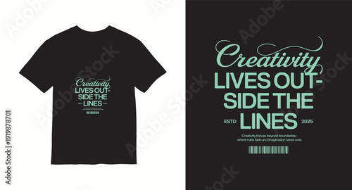 Creativity lives outside lines quote with vintage typography